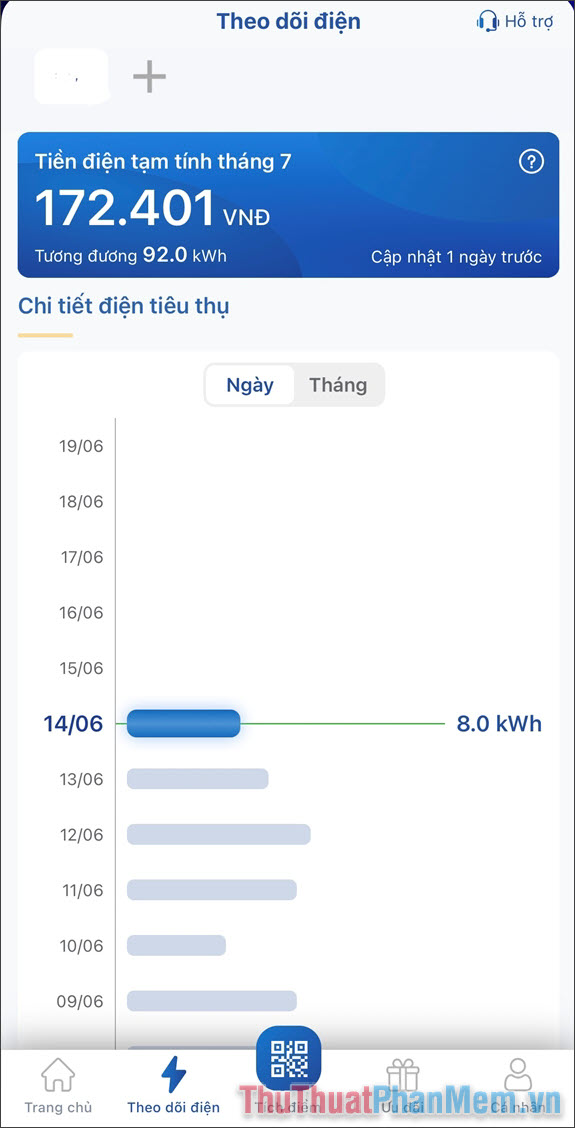 Hệ thống cũng quy đổi kWh thành tiền mặt để bạn biết được tháng này nhà mình đã tiêu thụ được bao nhiêu