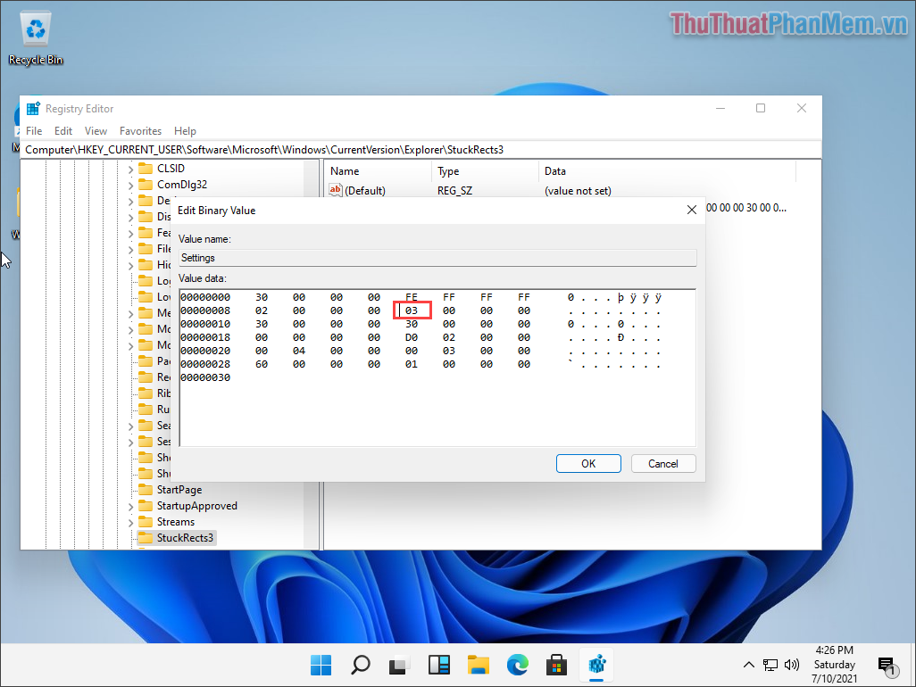 Cách thay đổi vị trí thanh Taskbar trên Windows 11