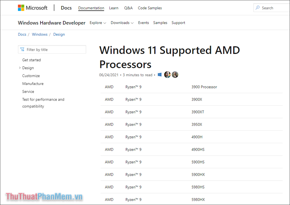 Danh sách các CPU AMD hỗ trợ Windows 11