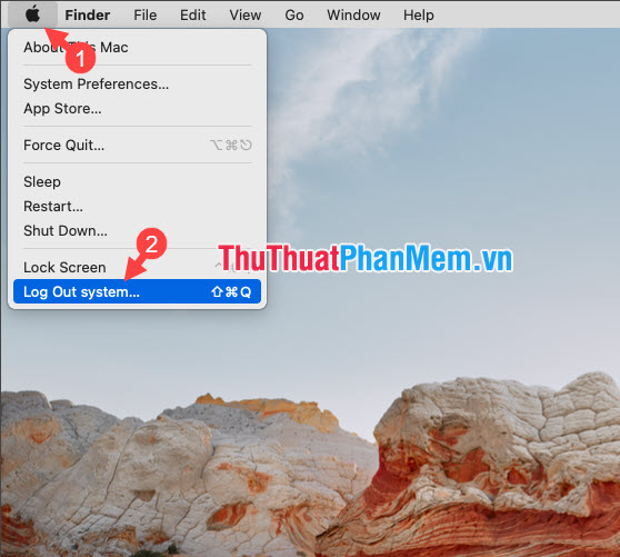 Chọn Log Out system