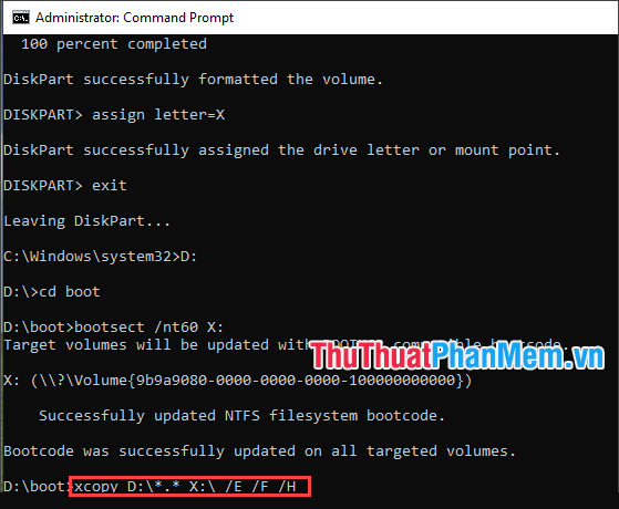 Hướng dẫn tạo USB Boot bằng Command Prompt
