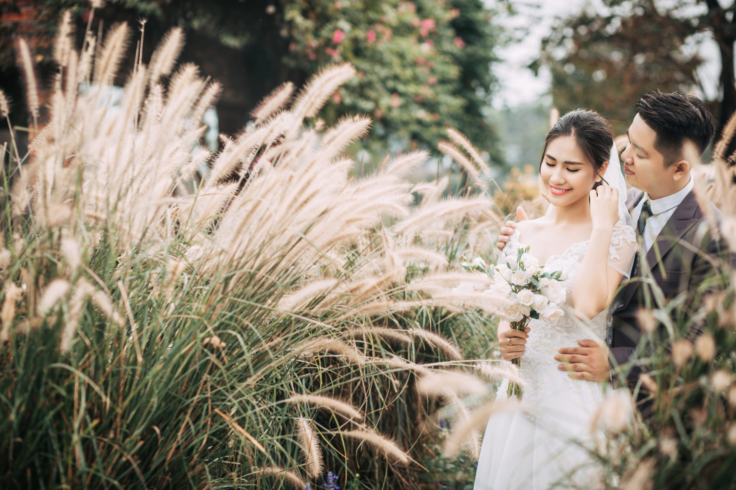 Ảnh cánh đồng cỏ lau sông Hồng - địa điểm chụp ảnh cưới hỏ nhất mùa Thu Đông