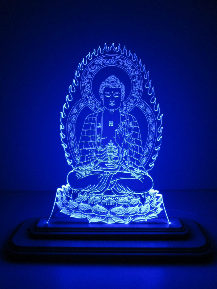Ảnh đèn Led tượng Phật sư 3D