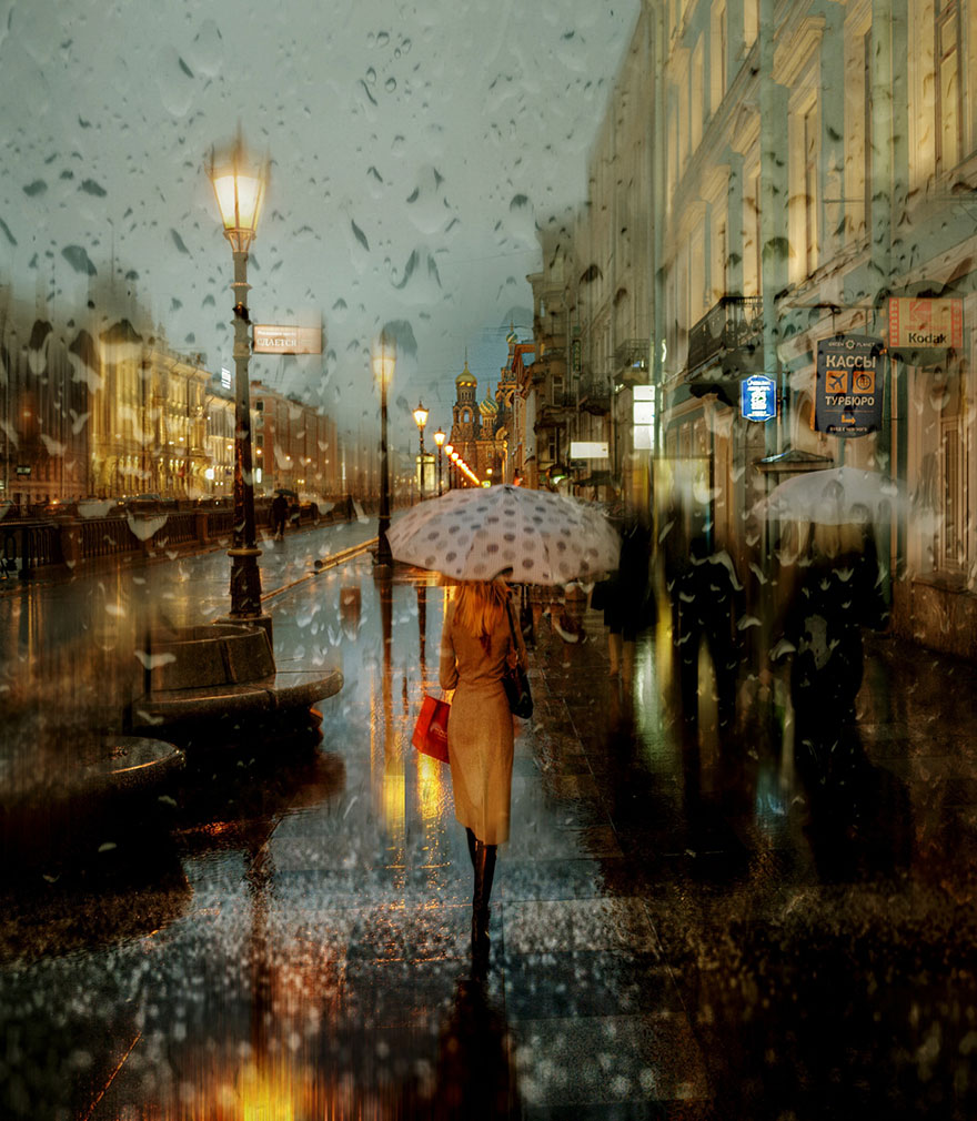 Ảnh đường phố dưới mưa đẹp lung linh