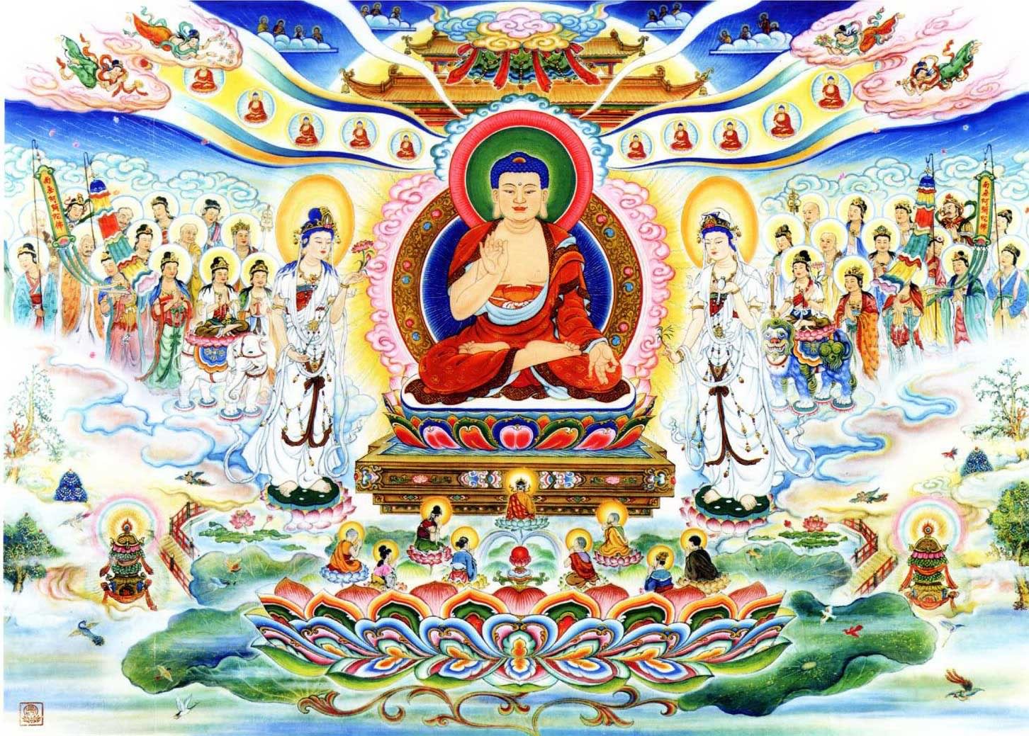 Hình ảnh Phật A Đi Đà cõi Tây Phương cực lạc