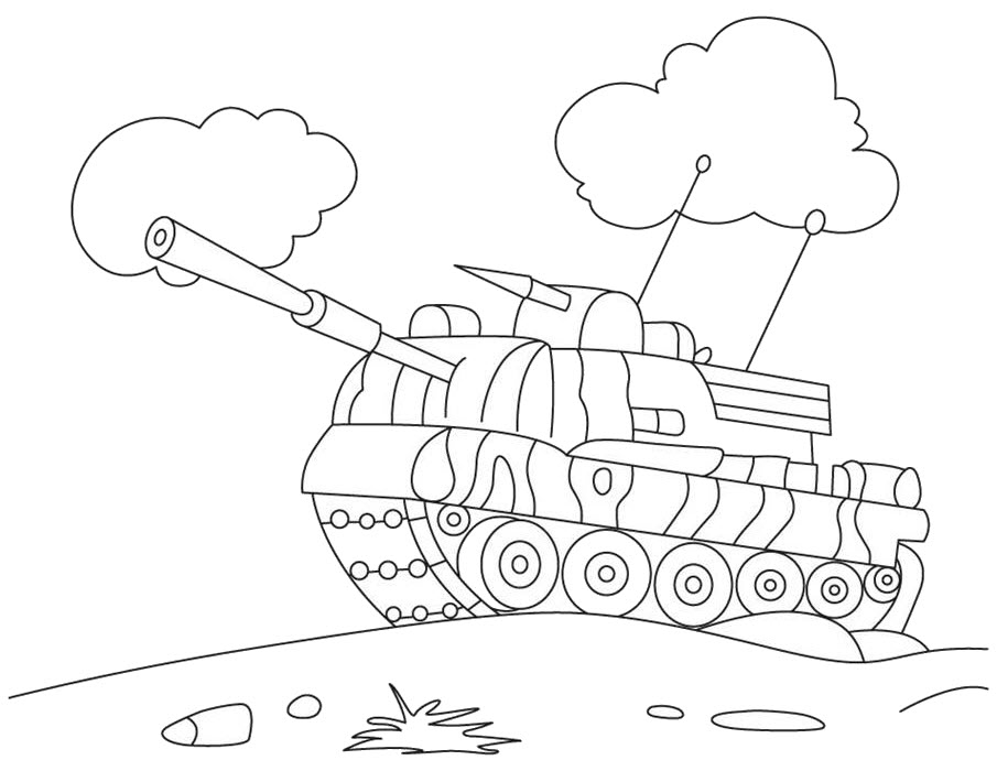 Tranh tô màu cho trẻ em với xe tăng