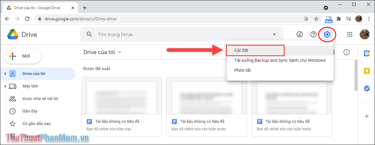 Chọn thẻ Settings và chọn mục Cài đặt