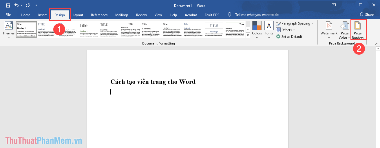 Chọn Page Borders để mở chế độ tạo viền trang