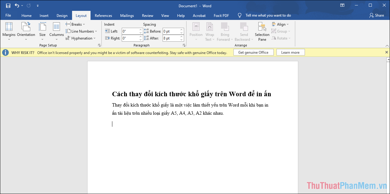 Mở phần mềm Word và các tài liệu cần thay đổi kích thước khổ giấy trước khi in ấn