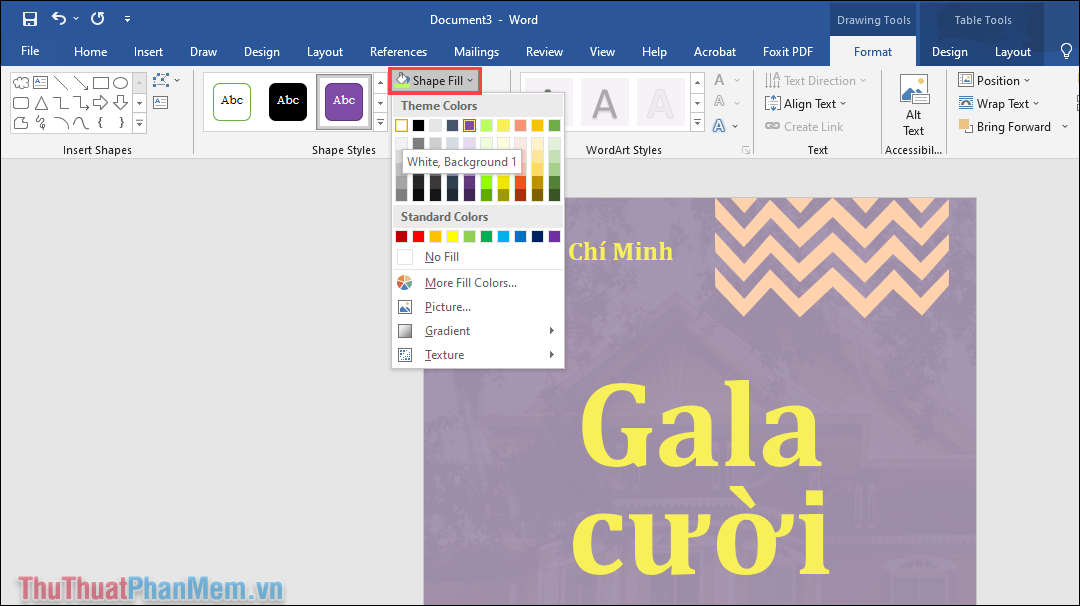 Nhấn vào ảnh để phóng to Chọn More Fill Colors để thay đổi màu