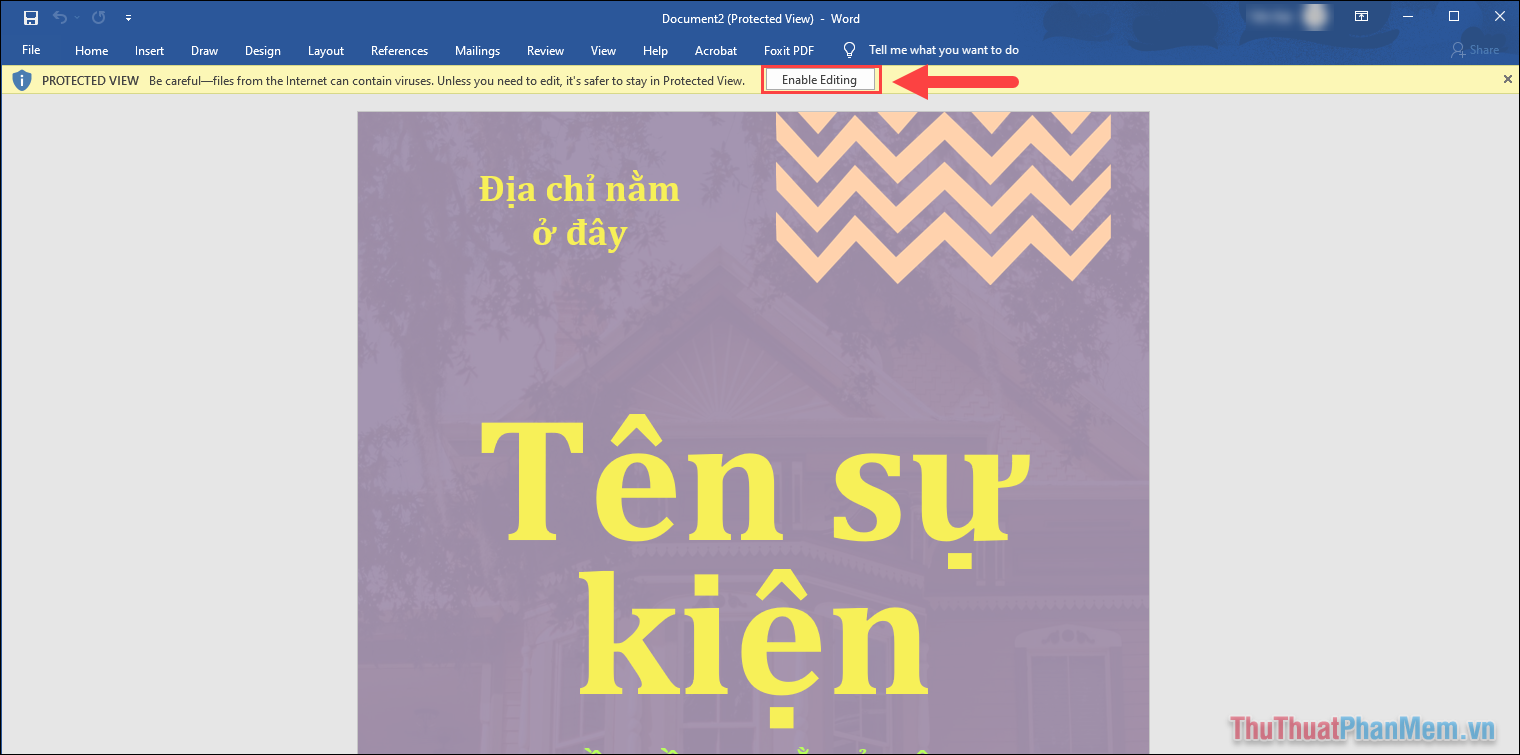 Nhấn vào ảnh để phóng to Nhấn vào Enable Editing mới có thể chỉnh sửa