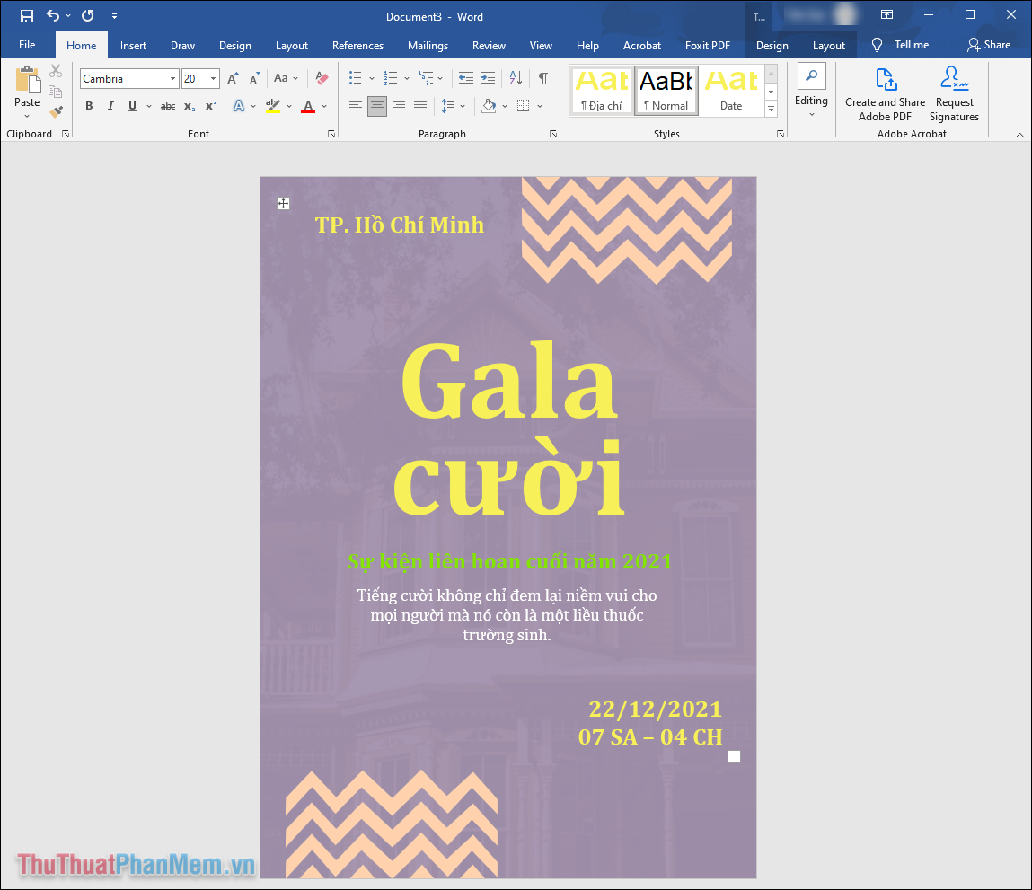 Nhấn vào ảnh để phóng to Nhấn vào từng khu vực có chữ viết để thay đổi các thông tin cơ bản