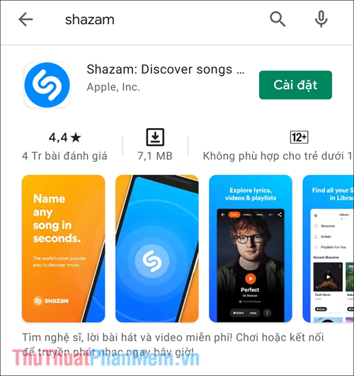 Truy cập các liên kết trên để tải ứng dụng Shazam về điện thoại để sử dụng
