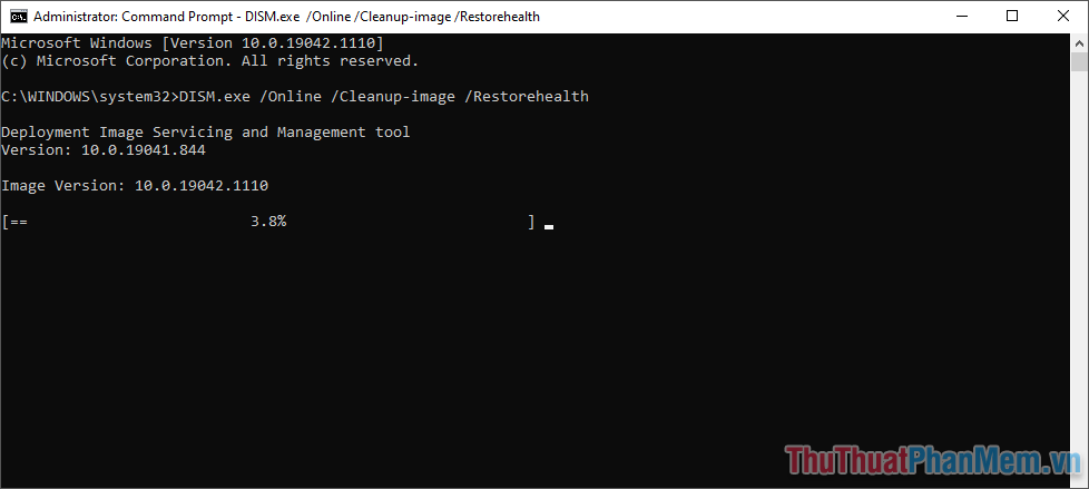 Nhập lệnh DISM.exe Online Cleanup-Image RestoreHealth SourceCRepairSourceWindows LimitAccess