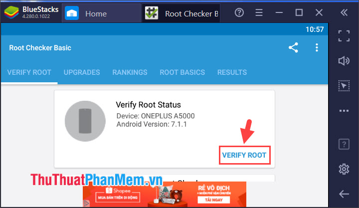 Mở ứng dụng và click vào Verify Root