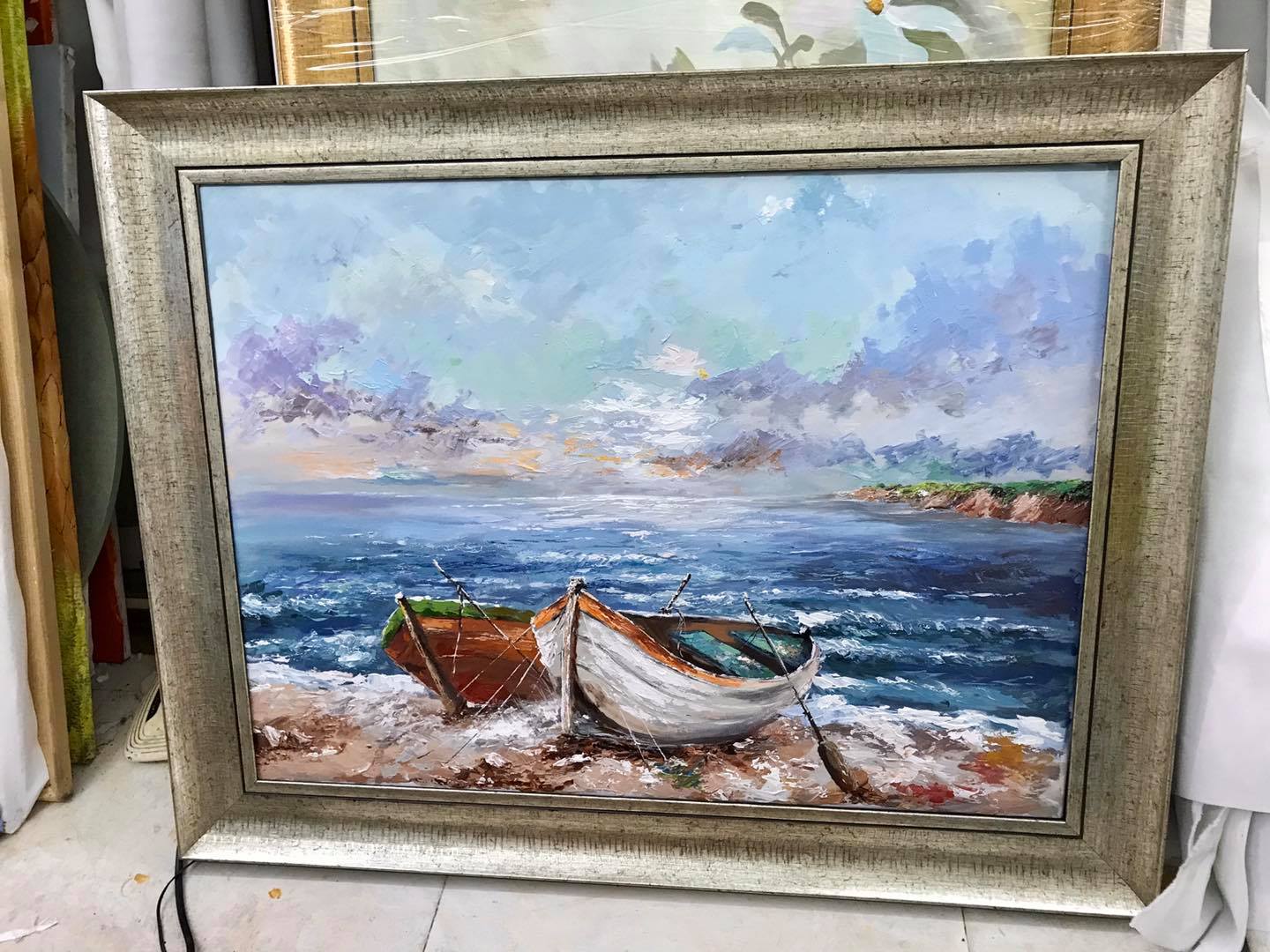 Mẫu tranh sơn dầu phong cảnh biển