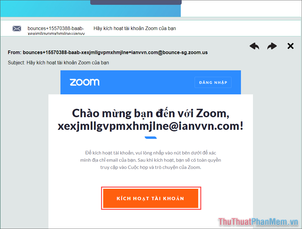 Quay lại trang 10 Minute Mail để kiểm tra hòm thư và xác nhận kích hoạt tài khoản Zoom trên địa chỉ Email ảo