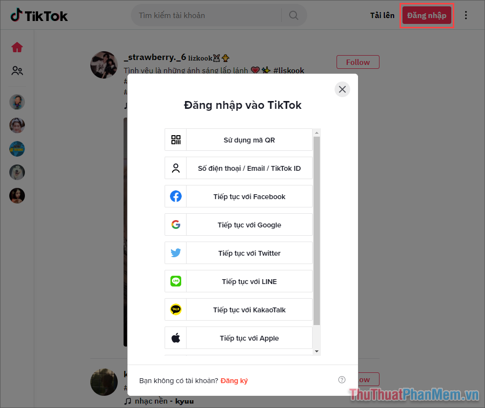 Vào trang chủ Tiktok, đăng nhập tài khoản và đăng video lên