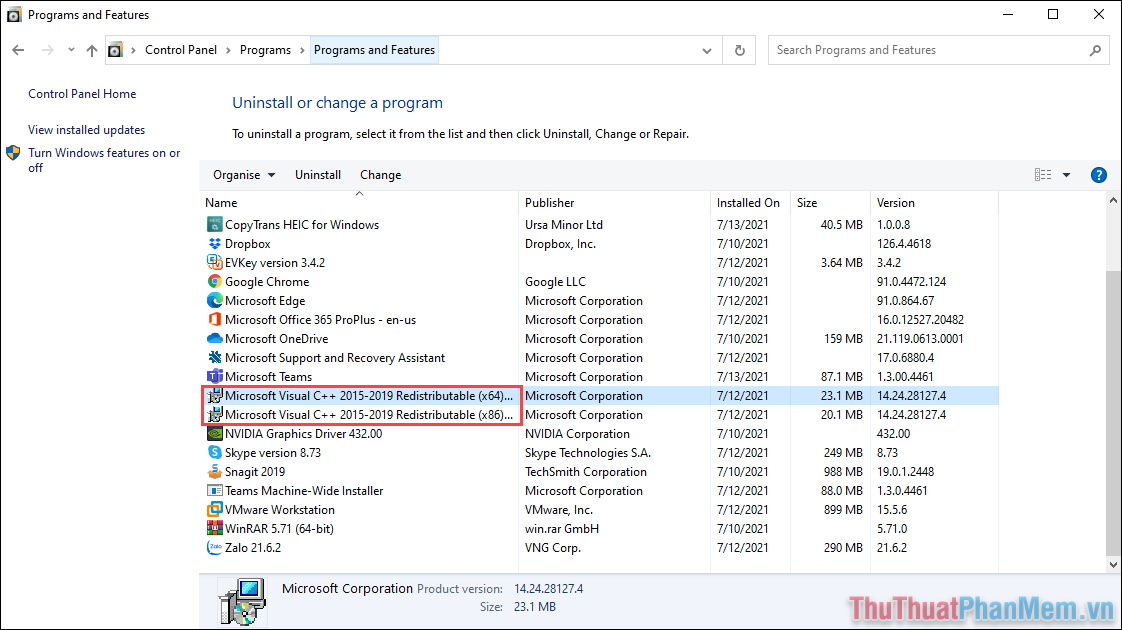 Nhấp chuột phải vào ứng dụng có tên Microsoft Visual C ++ và chọn[編集]Chọn.