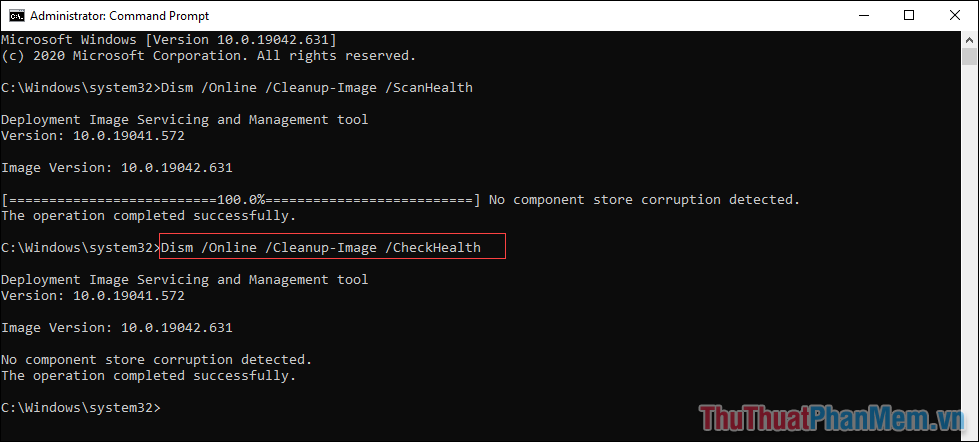 Nhập lệnh Dism Online Cleanup-Image CheckHealth