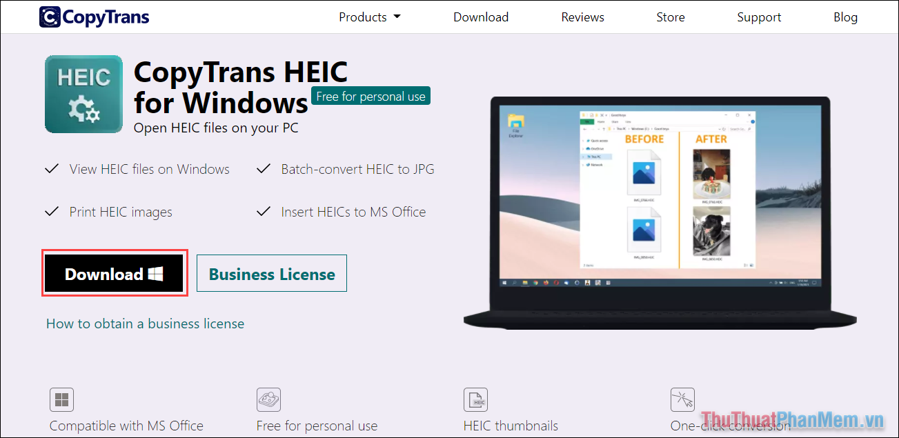 Truy cập trang chủ HEIC và[ダウンロード]Chọn để tải phần mềm xuống máy tính của bạn.