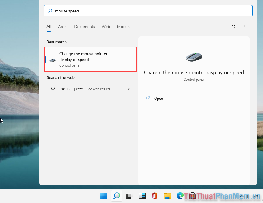 Chọn Change the mouse pointer display or speed