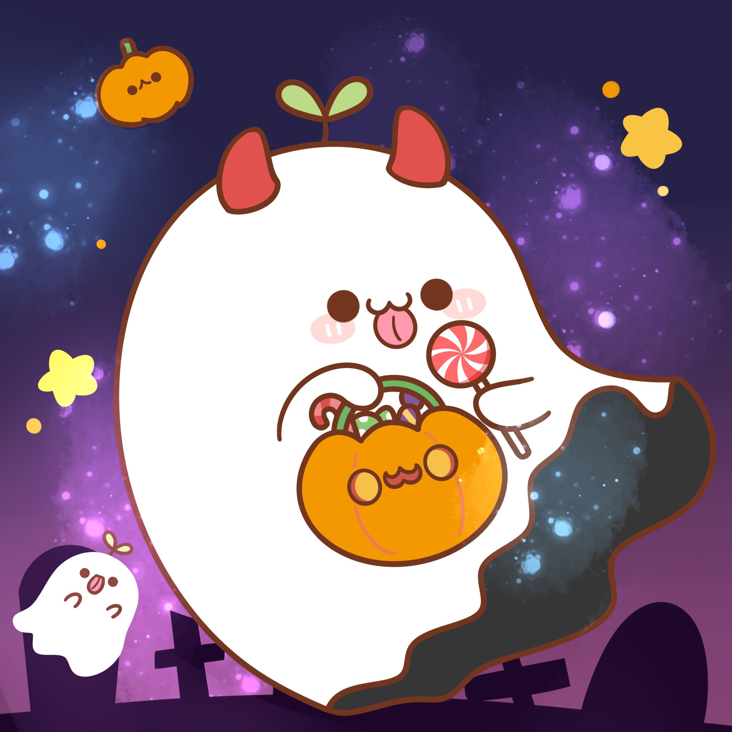 Hình vẽ digital Halloween cute, đáng yêu