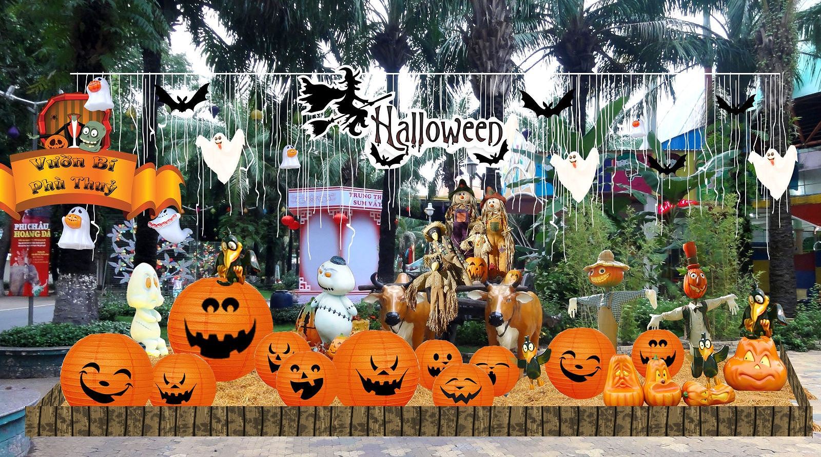 Ý tưởng trang trí Halloween ngoài trời cho trẻ mẫu giáo