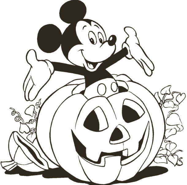 Mẫu tranh tô màu chuột Mickey Halloween