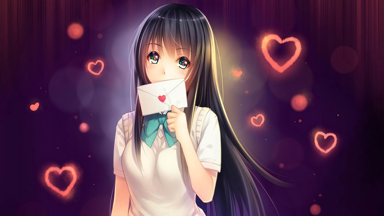 Hình nền girl anime và thư tình
