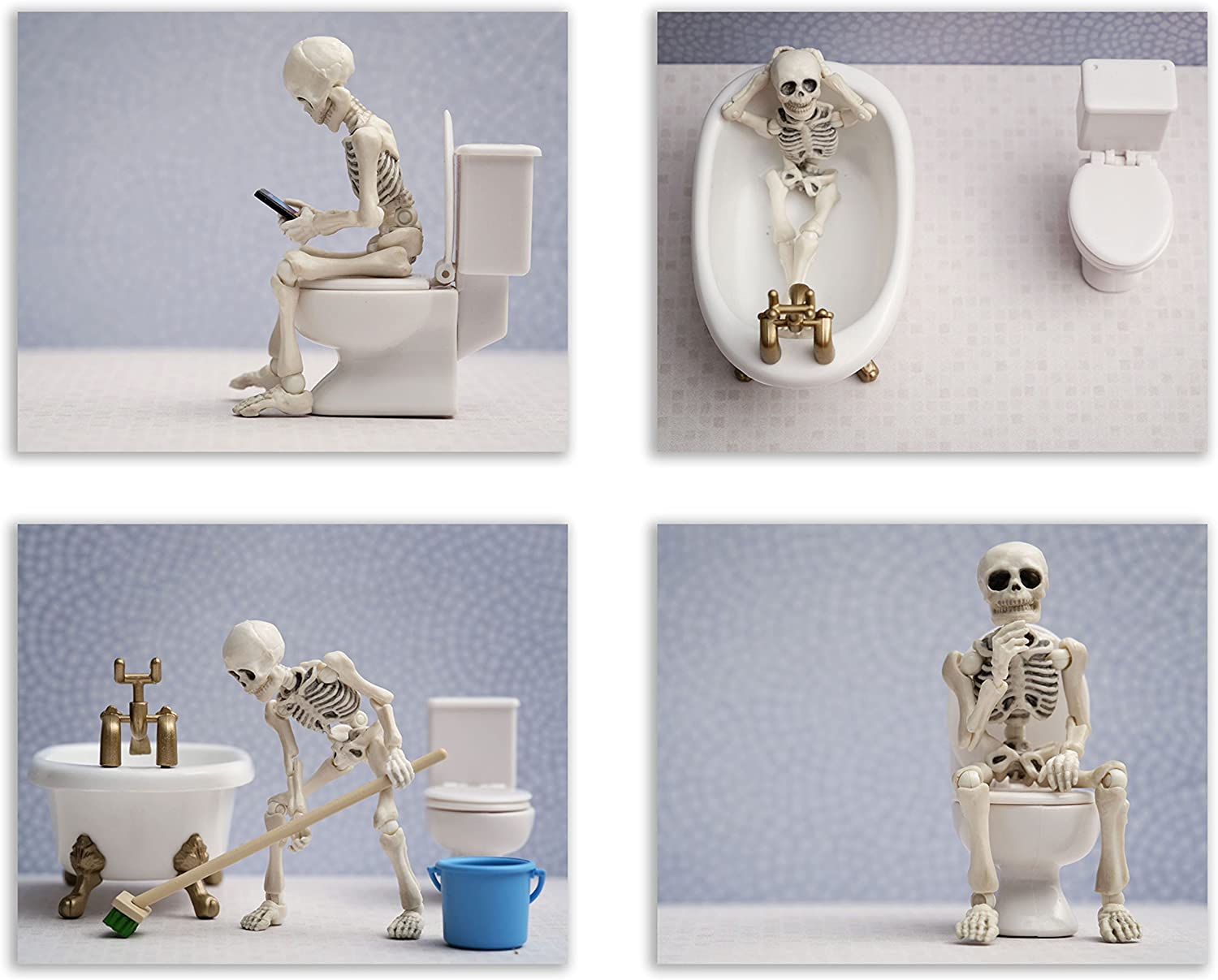 Hình ảnh những cục xương trong phòng tắm rất ngộ nghĩnh