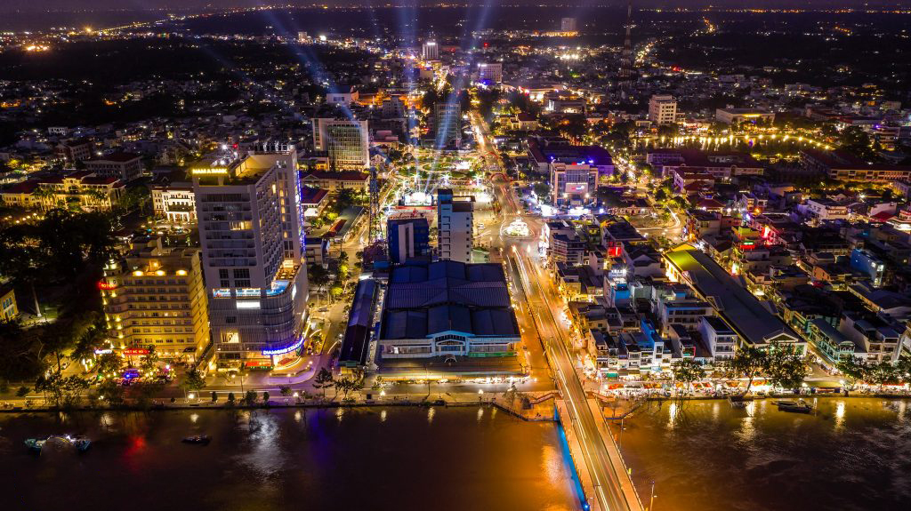 Hình ảnh trung tâm thành phố Bến Tre nhìn từ trên cao