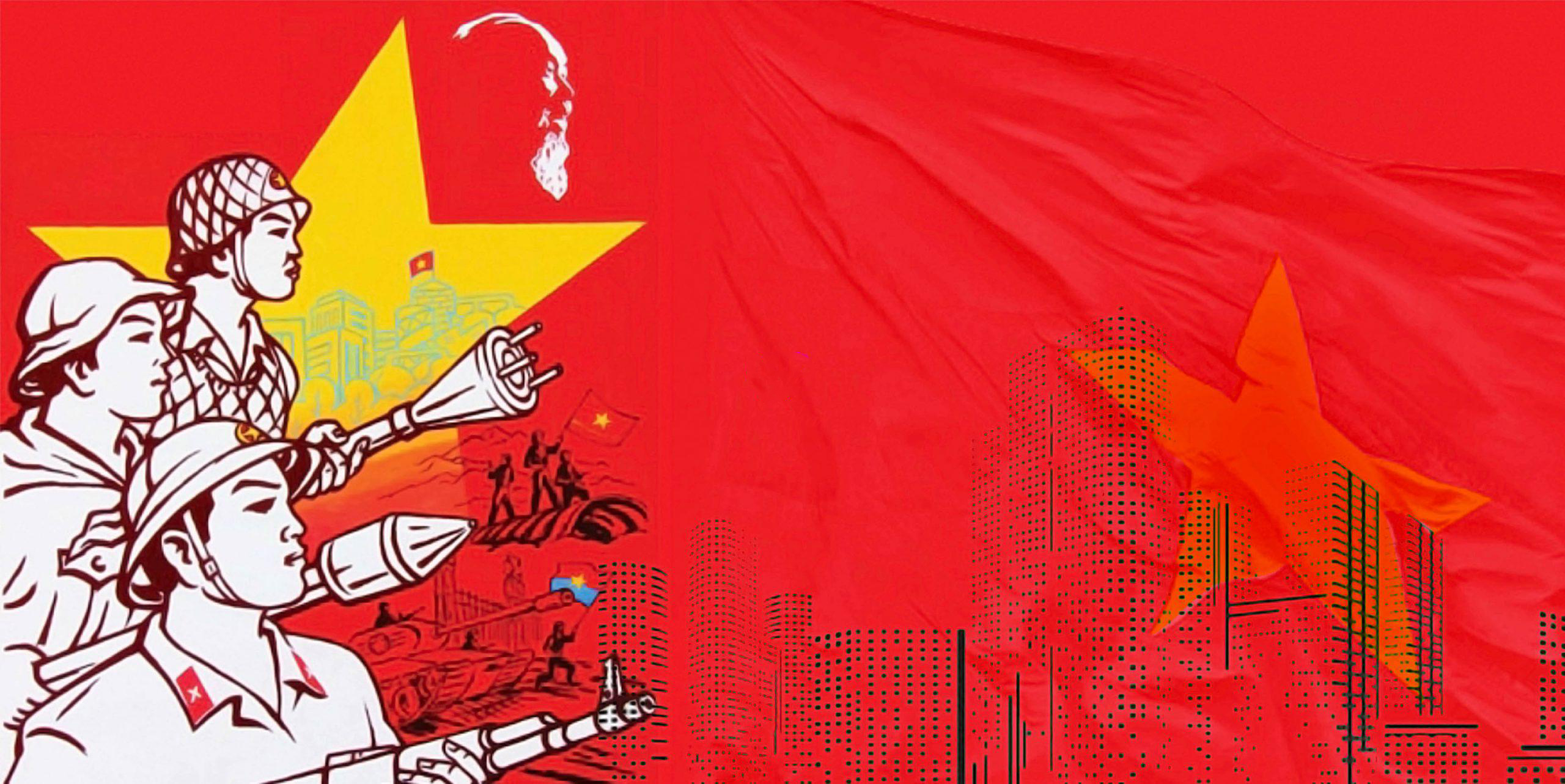 Ảnh cờ đỏ sao vàng ở cột cờ Hà Nội