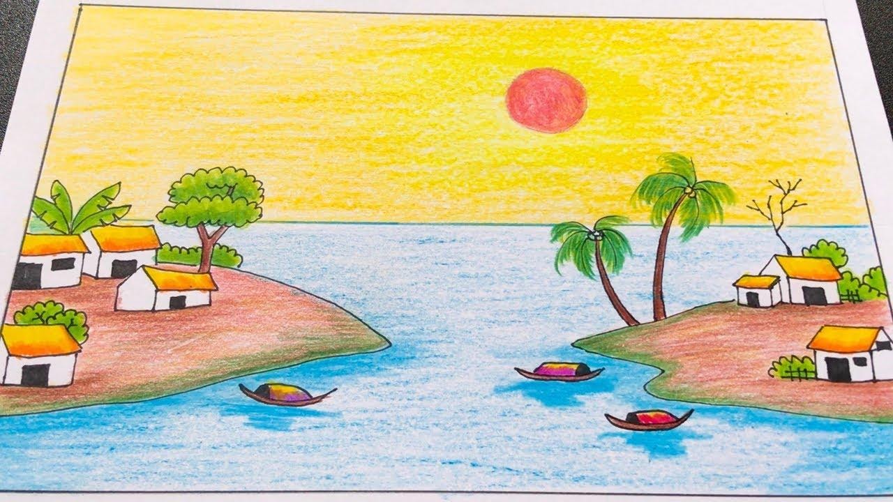Mẫu tranh vẽ đề tài quê hương biển đảo