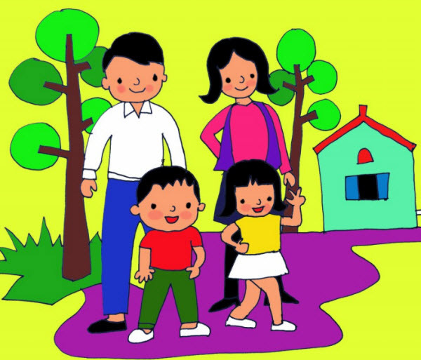 Bộ tranh tô màu chủ đề gia đình cho bé  Downloadvn