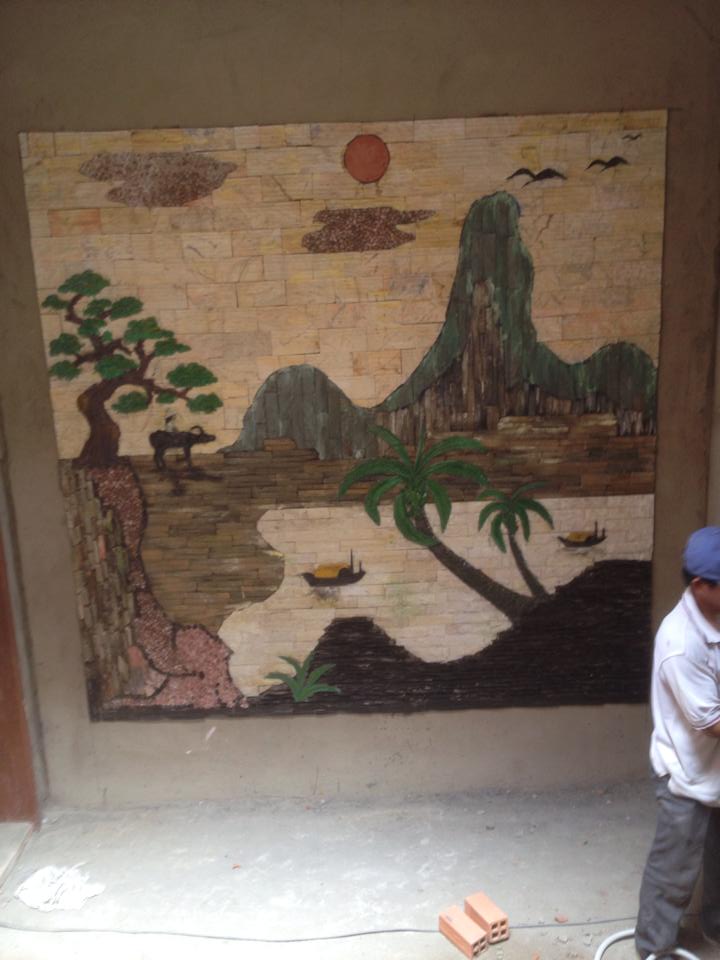 Vẽ tranh tường phong cảnh làng quê