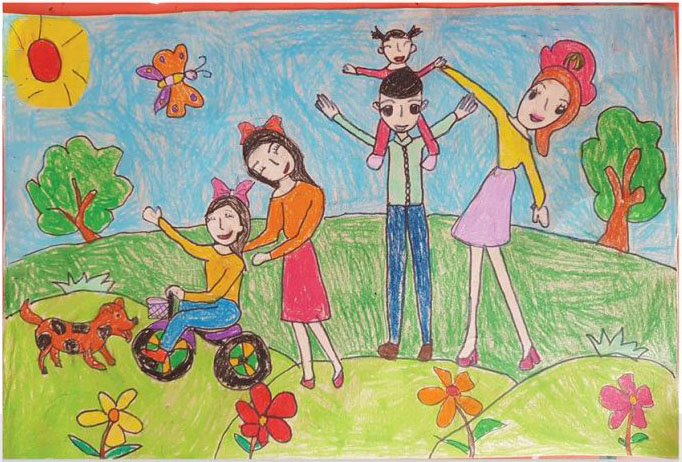 Tranh vẽ về chủ đề gia đình của học sinh lớp 4
