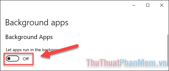 Tắt chức năng Let apps run in the background