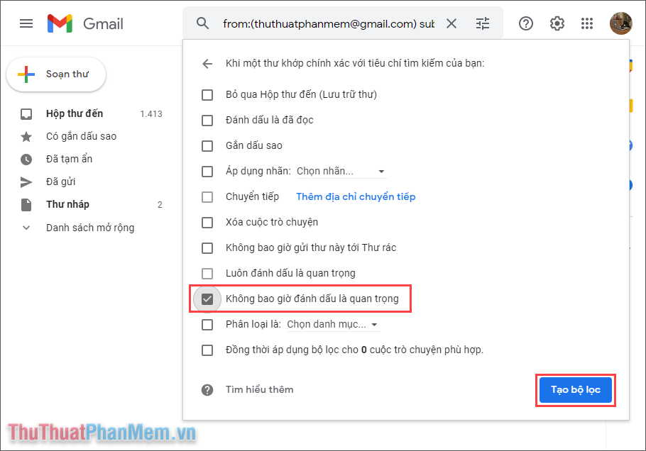 Cách chặn Email bất kỳ, chặn thư rác trong Gmail