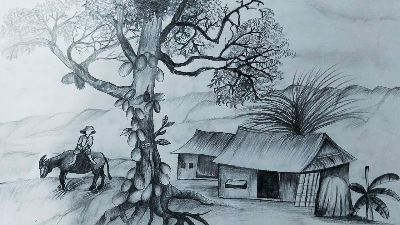 Mẫu tranh phong cảnh nông thôn của họa sĩ