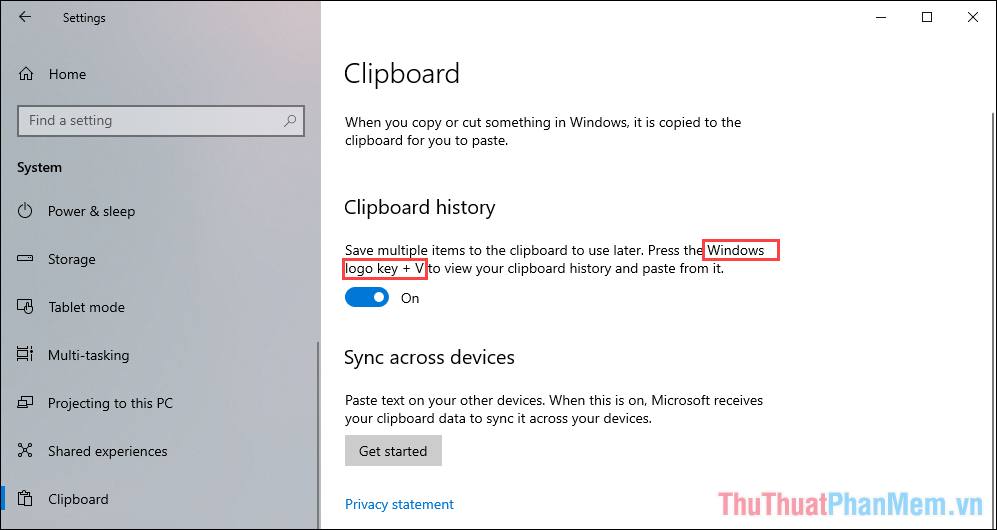 Để sử dụng được tính năng Clipboard History, bạn sẽ phải nhấn tổ hợp Windows + V