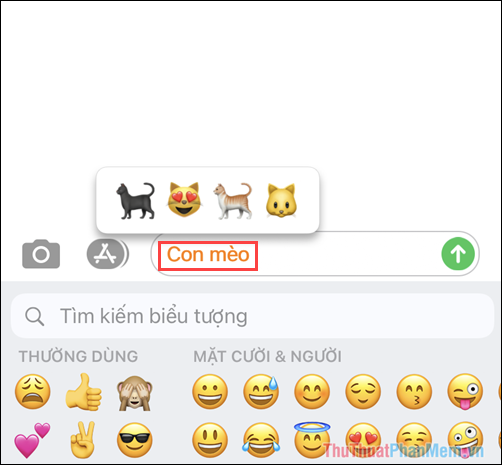 Nhấn vào chữ màu cam để xem các biểu tượng, Emoji có liên quan đến nội dung đó
