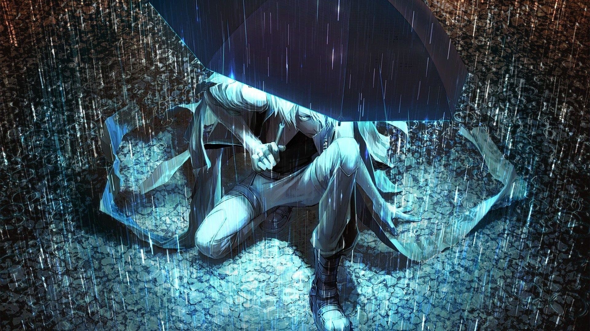 Ảnh anime buồn, mưa cô đơn Full HD