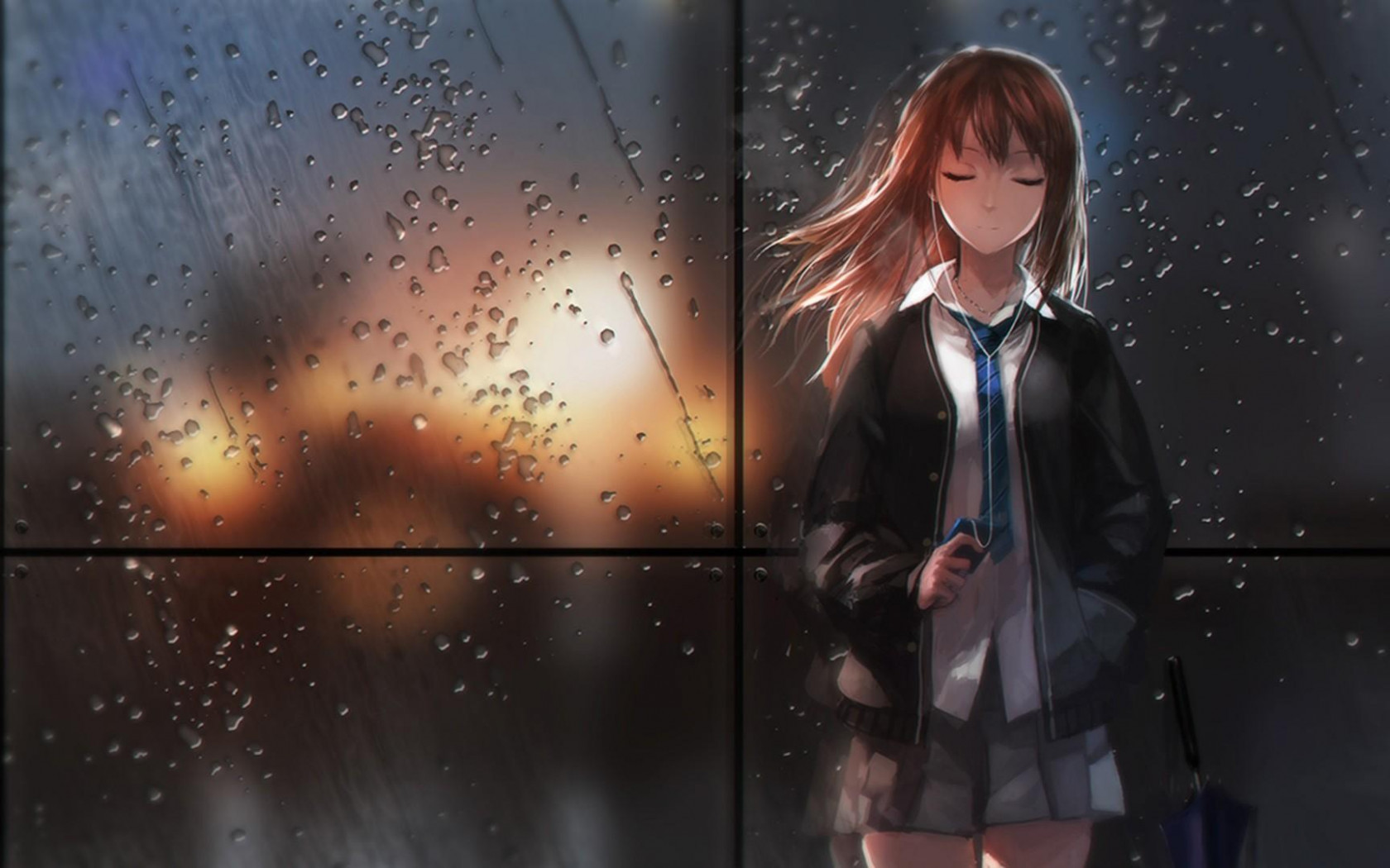 Hình ảnh anime mưa buồn, cô đơn đẹp