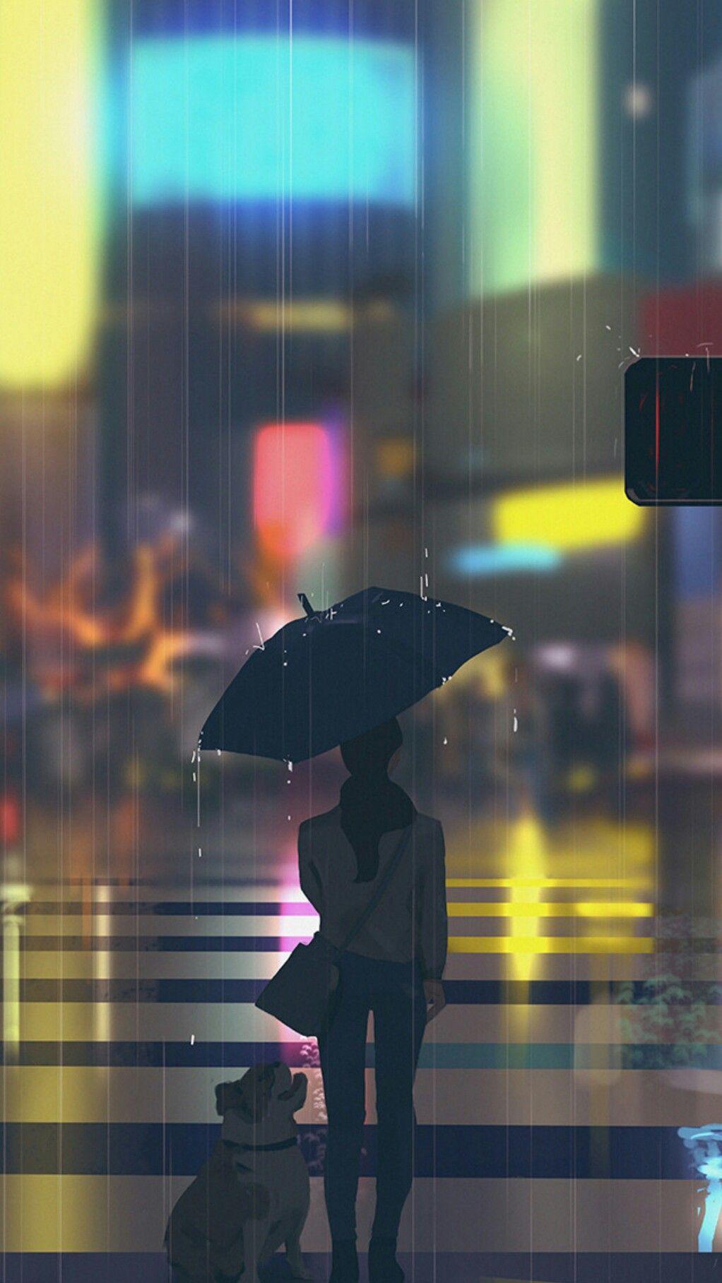 Anime rain images