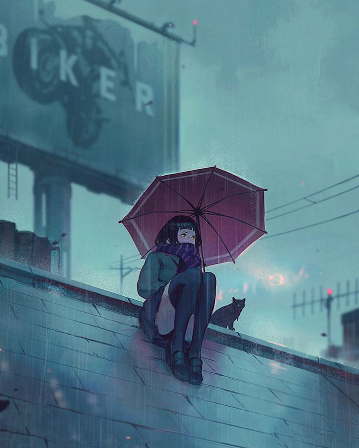 Hình ảnh anime buồn nhất khóc trong mưa