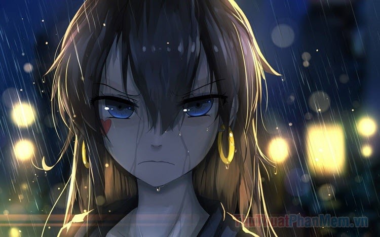 ảnh anime buồn khóc dưới mưa