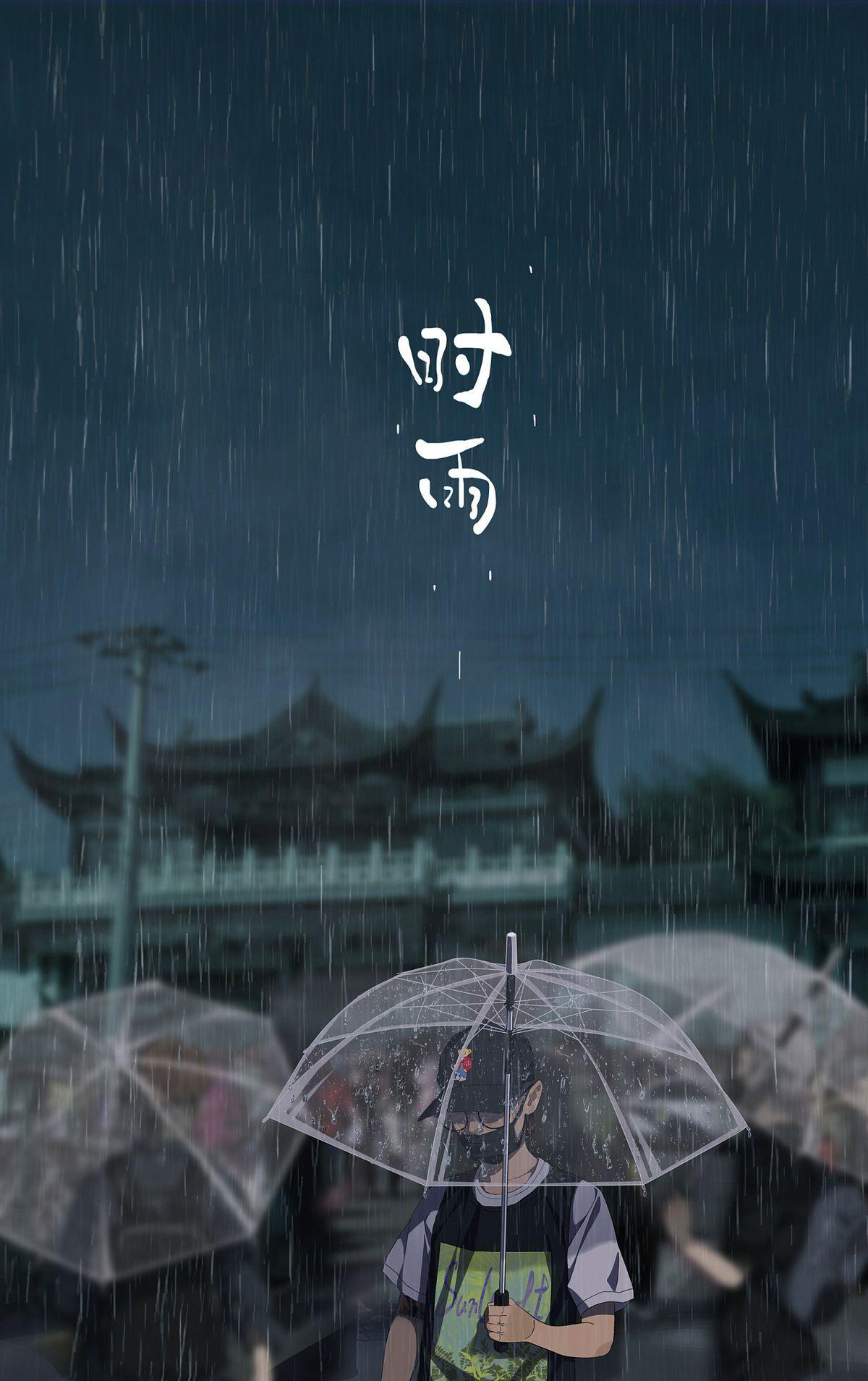 Hình ảnh boy anime buồn, tổn thương dưới mưa