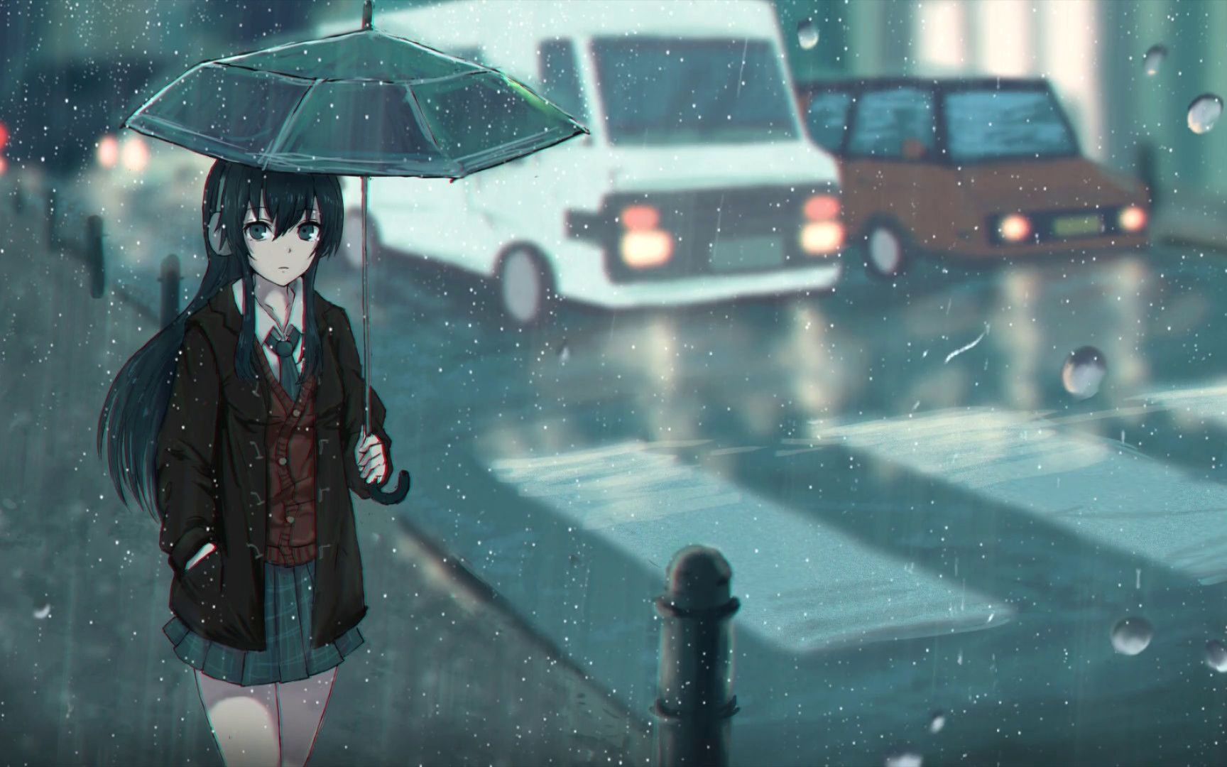 Hình anime mưa buồn