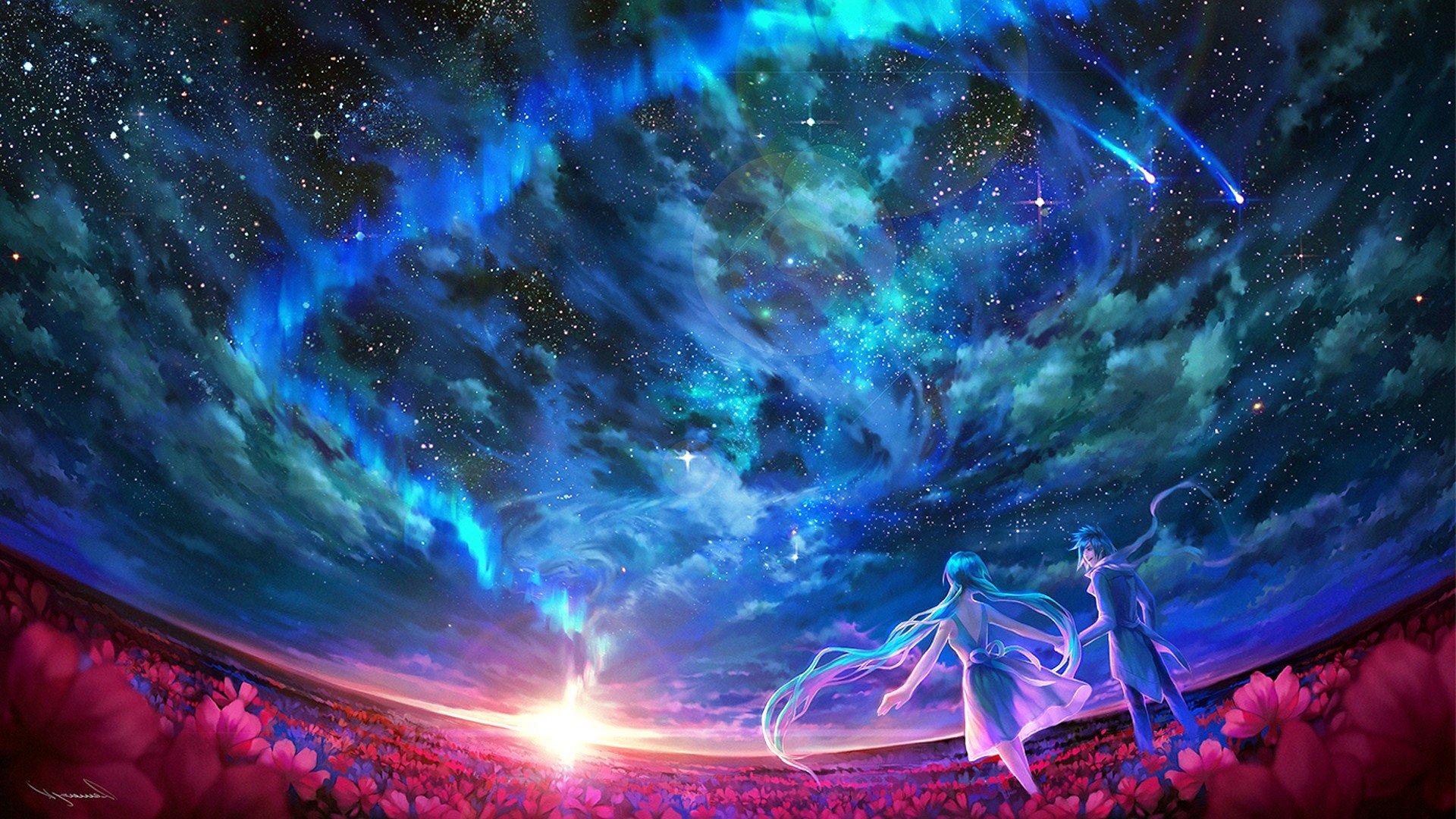 Tranh phong cảnh galaxy anime tuyệt đẹp